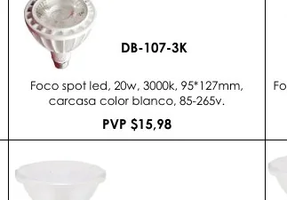 Foco Spot Led, 20W, 3000K, 95*127MM, Foco - DB-107-3K