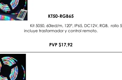 Kit 5050, 60LED/M, 120°, IP65, DC12V, RGB, Rollo 5MT, - KT50-RGB65