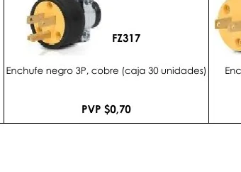 Enchufe Negro 3P, Cobre (caja 30 Unidades) Enchufe - FZ317