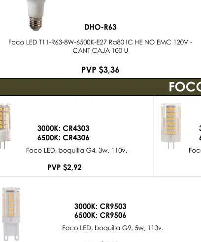 Foco LED T11-R63-8W-6500K-E27 RA80 IC HE NO EMC 120V - - DHO-R63