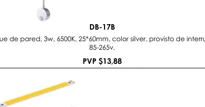 Aplique de Pared, 3W, 6500K, 25*60MM, Color Silver, Provisto de Interruptor, - DB-17B