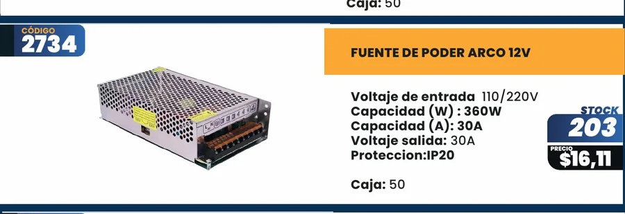 FUENTE DE PODER ARCO 12V - 2734