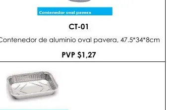 Contenedor de Aluminio Oval Pavera, 47.5*34*8CM - CT-01