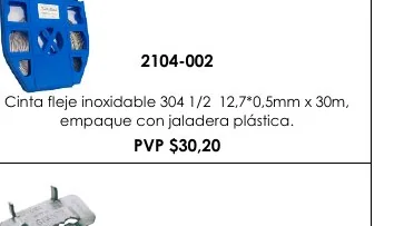 Cinta Fleje Inoxidable 304 1/2 12,7*0,5MM X 30M, - 2104-002