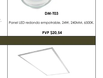 Panel LED Redondo Empotrable, 24W, 240MM, 6500K. - DM-T03