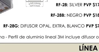 Toscana - Perfil de Aluminio Lineal 3M Incluye Difusor Opal - RF-28B