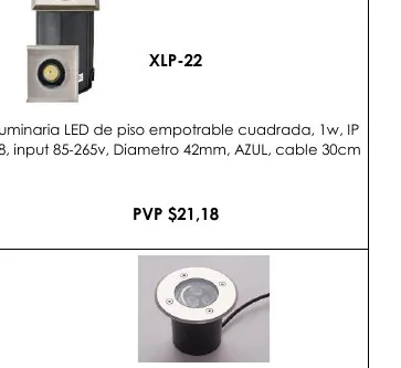 Luminaria LED de Piso Empotrable Cuadrada, 1W, IP - XLP-22