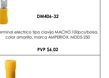 Terminal Electrico Tipo Clavija MACHO,100PCS/BOLSA, - DM406-32
