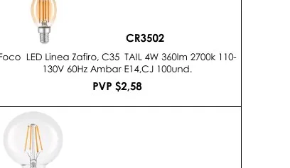 Foco LED Linea Zafiro, C35 TAIL 4W 360LM 2700K 110- - CR3502
