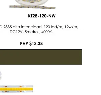 LED 2835 Alta Intencidad, 120 Led/m, 12W/M, - KT28-120-NW