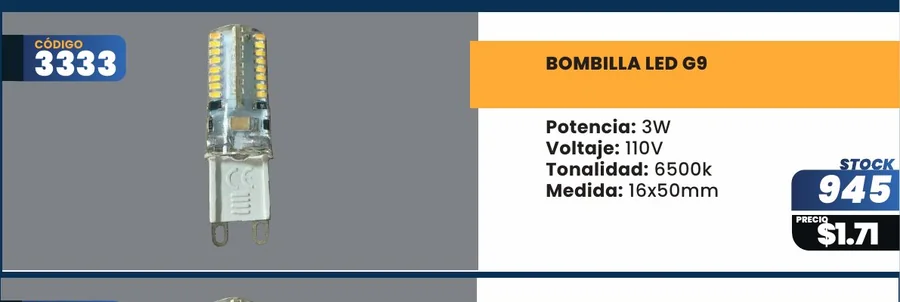 BOMBILLA LED G9 - 3333