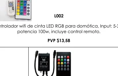 Controlador Wifi de Cinta LED RGB para Domótica, Input: 5-24V, - L002