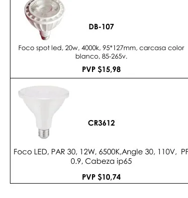 Foco Spot Led, 20W, 4000K, 95*127MM, Carcasa Color - DB-107