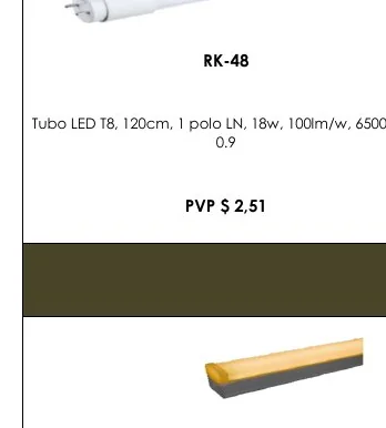 Tubo LED T8, 120CM, 1 Polo LN, 18W, 100LM/W, 6500K. - RK-48
