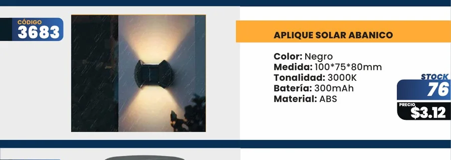 APLIQUE SOLAR ABANICO - 3683