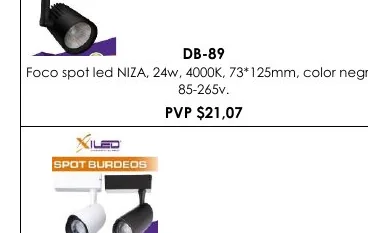 Foco Spot Led NIZA, 24W, 4000K, 73*125MM, Color Negro, - DB-89