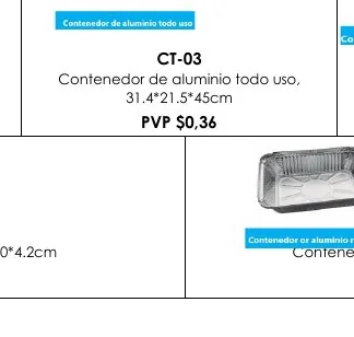 Contenedor de Aluminio Todo Uso, - CT-03
