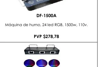 Máquina de Humo, 24 Led RGB, 1500W, 110V. - DF-1500A