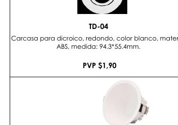 Carcasa para Dicroico, Redondo, Color Blanco, Material - TD-04