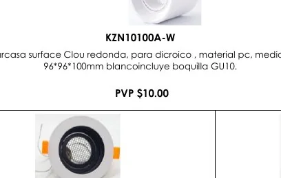 Carcasa Surface Clou Redonda, para Dicroico , Material Pc, Medida: - KZN10100A-W