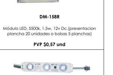 Módulo LED, 5500K, 1.5W, 12V Dc.(presentacion - DM-158R