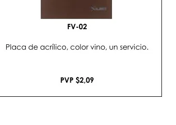 Placa de Acrílico, Color Vino, Un Servicio. - FV-02