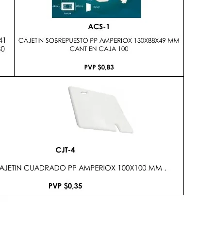 92X92X41 CAJETIN Sobrepuesto PP AMPERIOX 130X88X49 MM - ACS-1