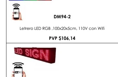 Letrero LED RGB ,100X20X5CM, 110V con Wifi - DM94-2