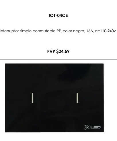 Interruptor Simple Conmutable RF, Color Negro, 16A, AC110-240V. - IOT-04CB