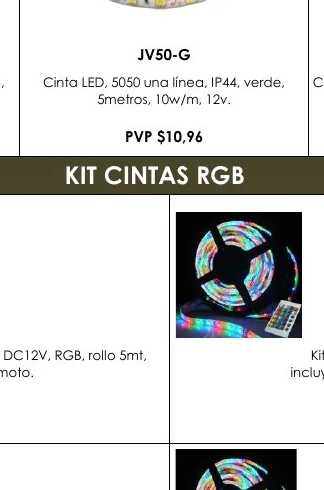 10W/M, Cinta LED, 5050 Una Línea, IP44, Verde, Cinta - JV50-G