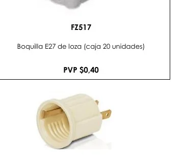 Boquilla E27 de Loza (caja 20 Unidades) - FZ517