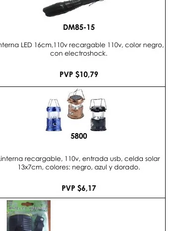 Linterna LED 16CM,110V Recargable 110V, Color Negro, - DM85-15