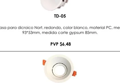 Carcasa para Dicroico Nort, Redondo, Color Blanco, Material PC, Medida: - TD-05