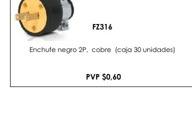 Enchufe Negro 2P, Cobre (caja 30 Unidades) - FZ316