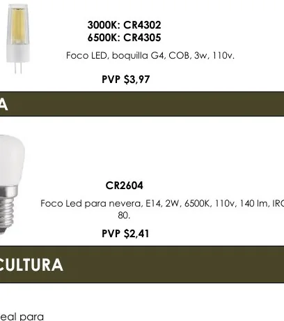 Foco LED, Boquilla G4, COB, 3W, 110V. - CR4305