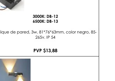 Aplique de Pared, 3W, 81*76*63MM, Color Negro, 85- - DB-12