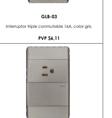 Interruptor Triple Conmutable 16A, Color Gris. - GLB-03