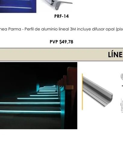 Línea Parma - Perfil de Aluminio Lineal 3M Incluye Difusor Opal (piso) - PRF-14