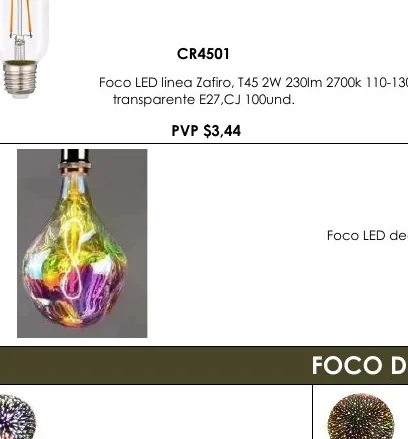 Foco LED Linea Zafiro, T45 2W 230LM 2700K 110-130V - CR4501
