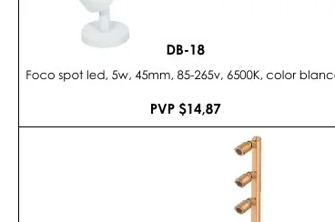 Foco Spot Led, 5W, 45MM, 85-265V, 6500K, Color Blanco. - DB-18