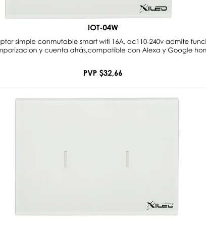 Interruptor Simple Conmutable Smart Wifi 16A, AC110-240V Admite Funcion - IOT-04W