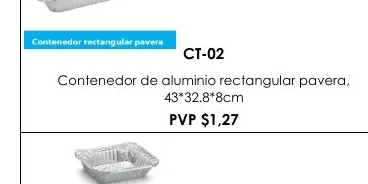 Contenedor de Aluminio Rectangular Pavera, - CT-02