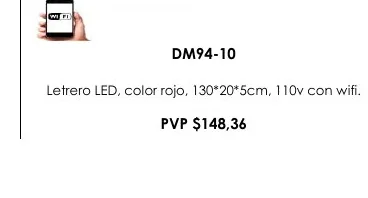 Letrero LED, Color Rojo, 130*20*5CM, 110V con Wifi. - DM94-10