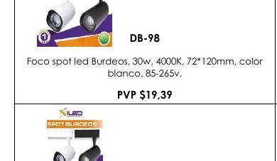 Foco Spot Led Burdeos, 30W, 4000K, 72*120MM, Color - DB-98