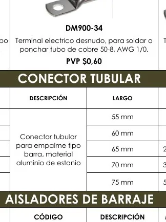 Tubo Terminal Electrico Desnudo, para Soldar O Terminal - DM900-34