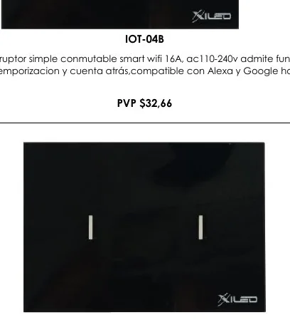 Interruptor Simple Conmutable Smart Wifi 16A, AC110-240V Admite Funcion - IOT-04B