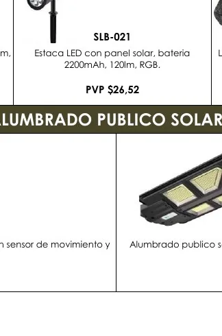 80LM, Estaca LED con Panel Solar, Bateria Luminaria - SLB-021