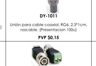 Unión para Cable Coaxial, RG6, 2.3*1CM, - DY-1011