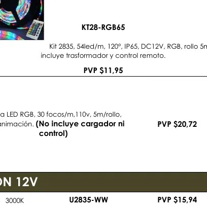Cinta LED RGB, 30 FOCOS/M,110V, 5M/ROLLO, - KT28-RGB65