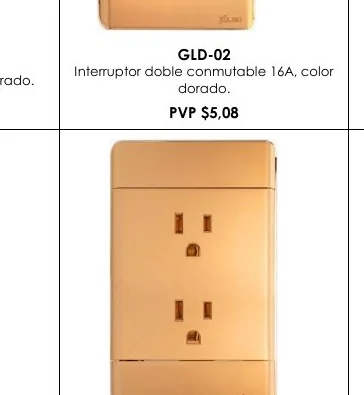 Interruptor Doble Conmutable 16A, Color - GLD-02